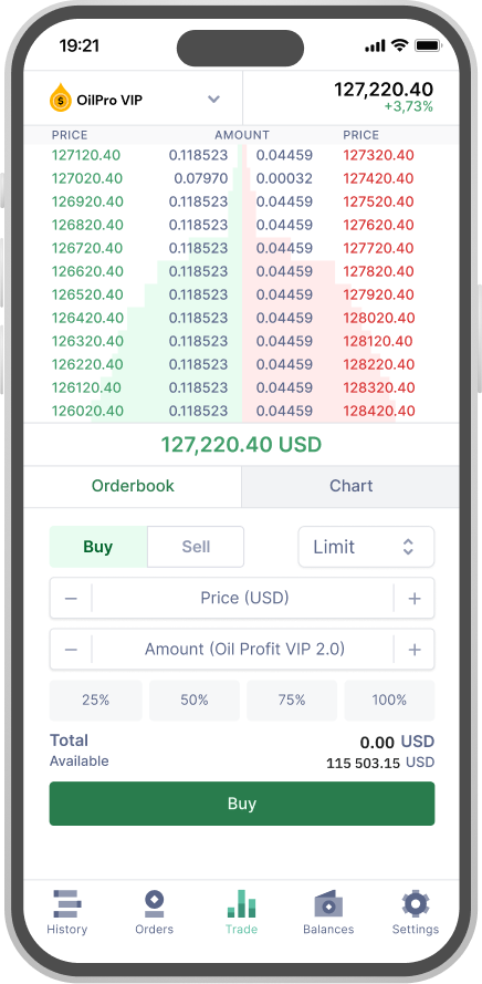 image of interface of the OilPro VIP 2.0 system on the gadget screen